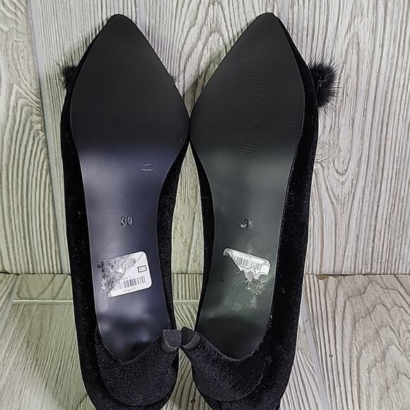 Raphael Sarti Black Velvet Shelly Heels Womens Size 39 US 8.5-9 NEW - Picture 7 of 13